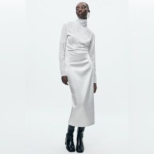 Zara Satin White Skirt